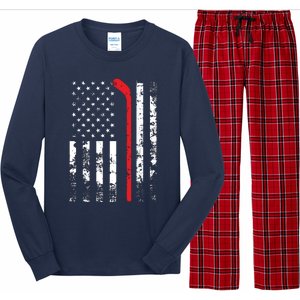 American Flag Hockey USA Patriotic Gift Long Sleeve Pajama Set