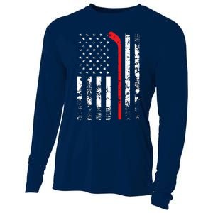 American Flag Hockey USA Patriotic Gift Cooling Performance Long Sleeve Crew