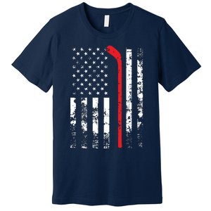 American Flag Hockey USA Patriotic Gift Premium T-Shirt