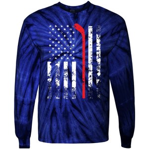 American Flag Hockey USA Patriotic Gift Tie-Dye Long Sleeve Shirt