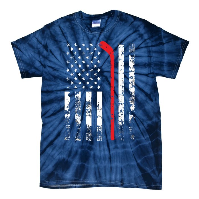 American Flag Hockey USA Patriotic Gift Tie-Dye T-Shirt