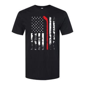 American Flag Hockey USA Patriotic Gift Softstyle CVC T-Shirt