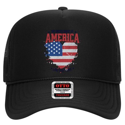 American Flag Heart 4th Of July Usa Land That I Love Meaningful Gift Trucker Hat