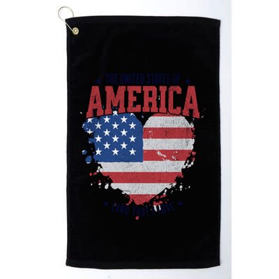 American Flag Heart 4th Of July Usa Land That I Love Meaningful Gift Golf Towel