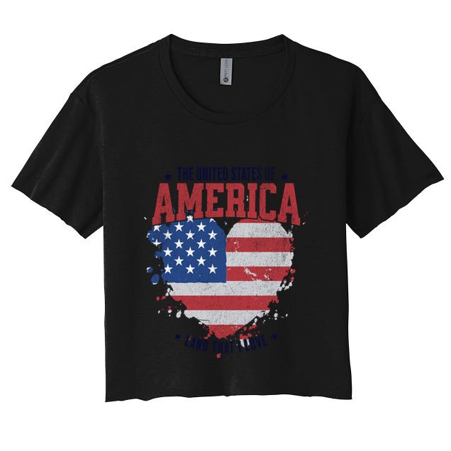 American Flag Heart 4th Of July Usa Land That I Love Meaningful Gift Crop Top