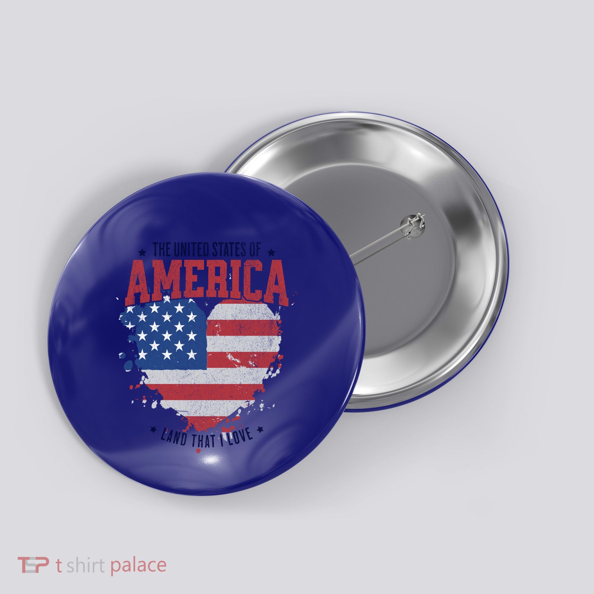 American Flag Heart 4th Of July Usa Land That I Love Meaningful Gift Button