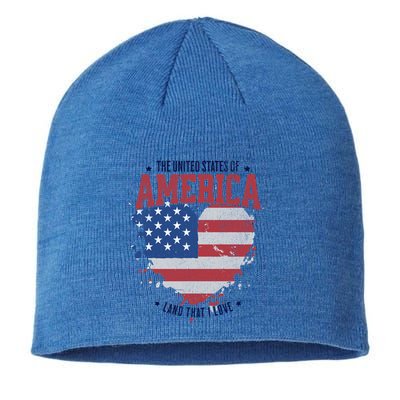 American Flag Heart 4th Of July Usa Land That I Love Meaningful Gift Sustainable Beanie