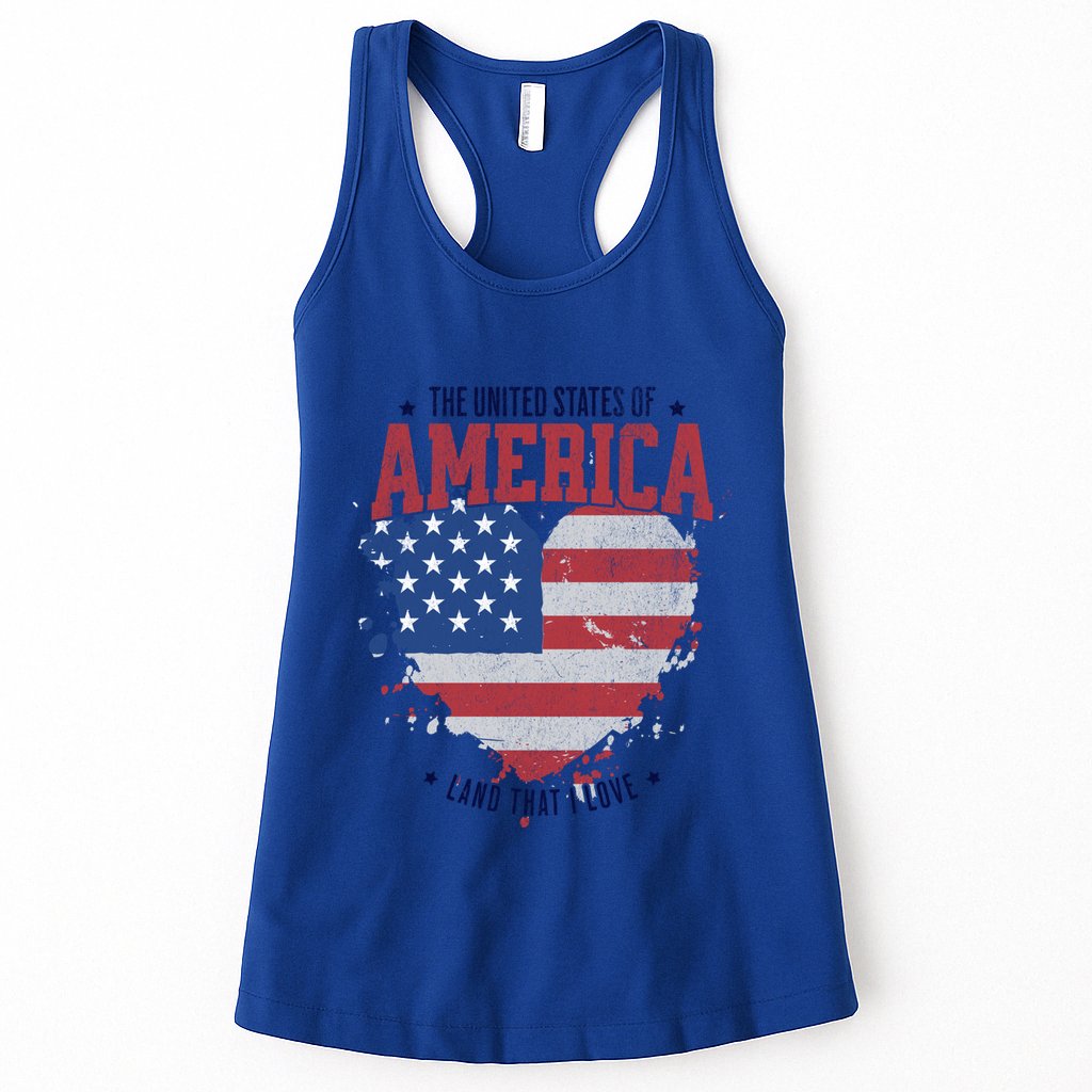 American Flag Heart 4th Of July Usa Land That I Love Meaningful Gift Womens Tank Top