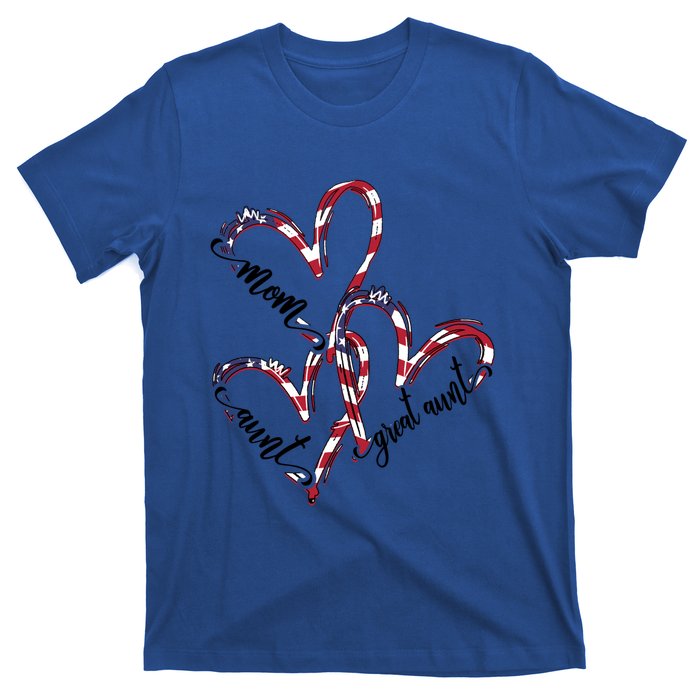 American Flag Heart Mom Aunt Great Aunt Cool Gift T-Shirt