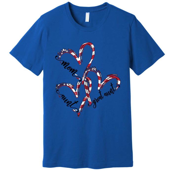 American Flag Heart Mom Aunt Great Aunt Cool Gift Premium T-Shirt