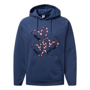 American Flag Heart Mom Aunt Great Aunt Cool Gift Performance Fleece Hoodie