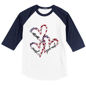 American Flag Heart Mom Aunt Great Aunt Cool Gift Baseball Sleeve Shirt