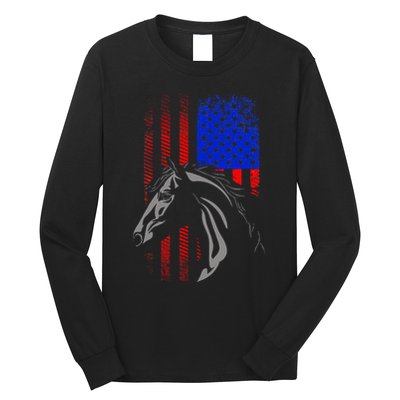 American Flag Horseback Riding Apparel Horse Long Sleeve Shirt