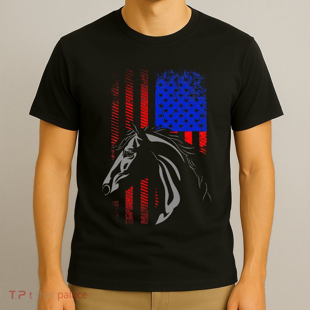 American Flag Horseback Riding Apparel Horse T-Shirt