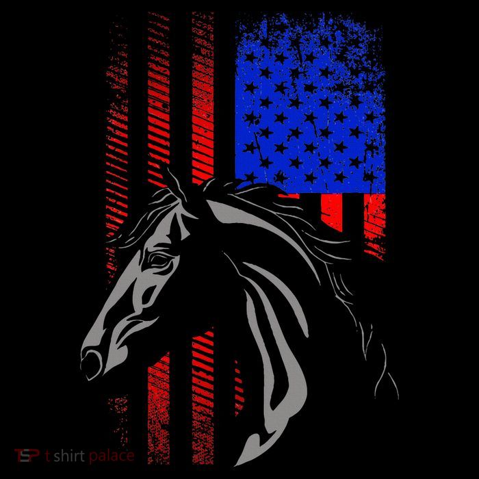 American Flag Horseback Riding Apparel Horse Premium T-Shirt