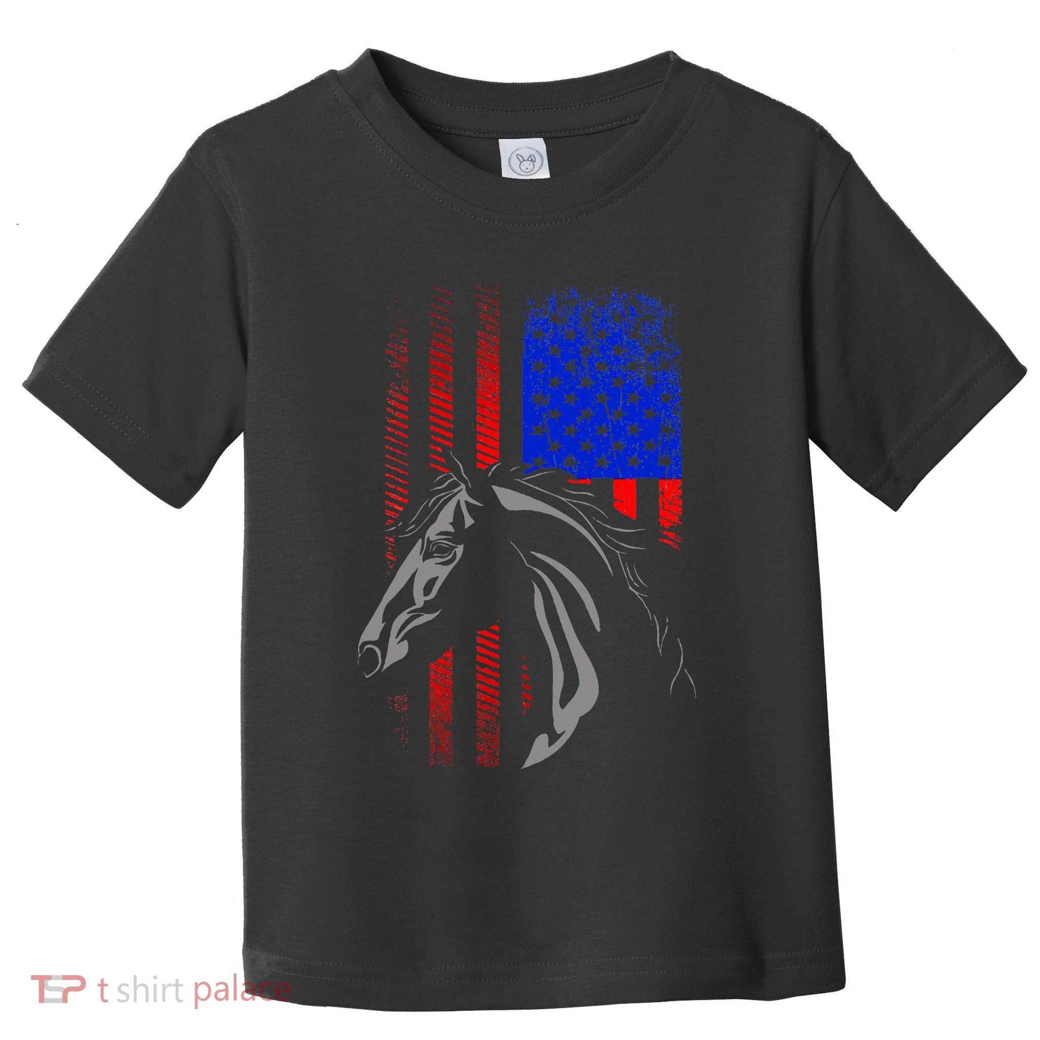 American Flag Horseback Riding Apparel Horse Toddler T-Shirt