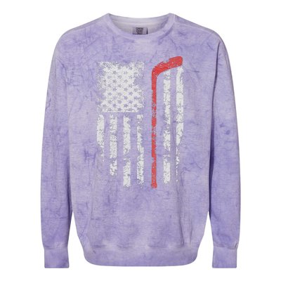 American Flag Hockey Team Gift Hockey Dad Mom Colorblast Crewneck Sweatshirt