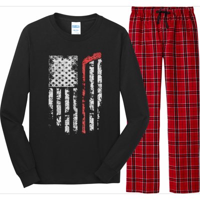 American Flag Hockey Team Gift Hockey Dad Mom Long Sleeve Pajama Set