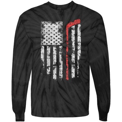 American Flag Hockey Team Gift Hockey Dad Mom Tie-Dye Long Sleeve Shirt