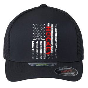 American Flag Hockey Usa Patriotic Gift Flexfit Unipanel Trucker Cap