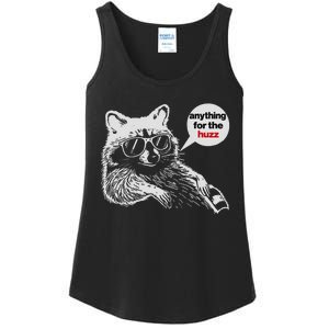 Anything For Huzz Funny Meme Racoon Humorous Sarcastic Joke Ladies Essential Tank