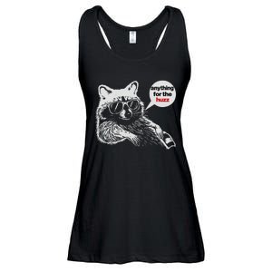 Anything For Huzz Funny Meme Racoon Humorous Sarcastic Joke Ladies Essential Flowy Tank