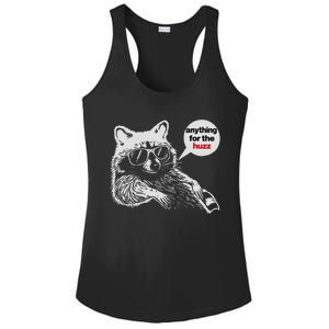 Anything For Huzz Funny Meme Racoon Humorous Sarcastic Joke Ladies PosiCharge Competitor Racerback Tank