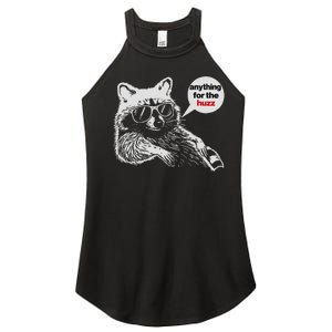 Anything For Huzz Funny Meme Racoon Humorous Sarcastic Joke Women's Perfect Tri Rocker Tank