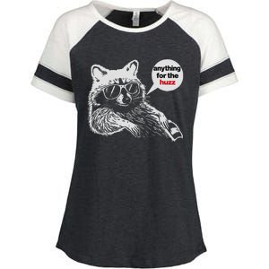 Anything For Huzz Funny Meme Racoon Humorous Sarcastic Joke Enza Ladies Jersey Colorblock Tee