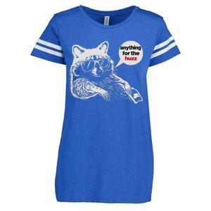 Anything For Huzz Funny Meme Racoon Humorous Sarcastic Joke Enza Ladies Jersey Football T-Shirt