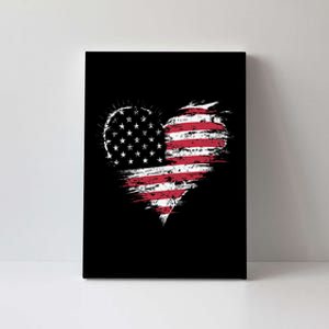 American Flag Heart Women 4th Of July Patriotic Usa Gift Canvas