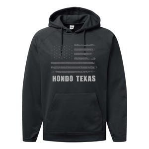 American Flag Hondo Texas Usa Patriotic Souvenir Performance Fleece Hoodie