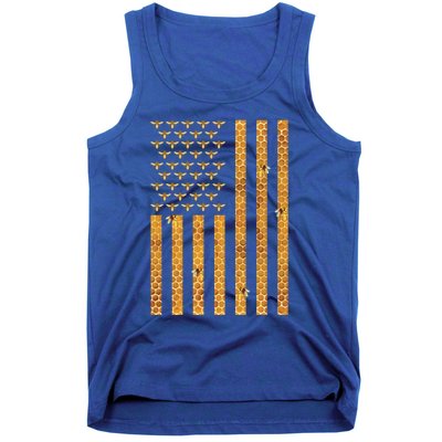 American Flag Honeycomb Honey Bees Beekeeping Beekeeper Gift Tank Top