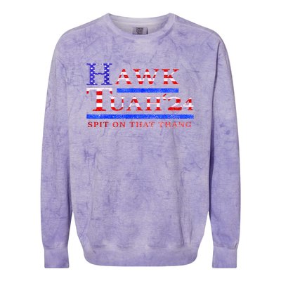 American Flag Hawk Tush Spit On That Thang Parody Gift Colorblast Crewneck Sweatshirt