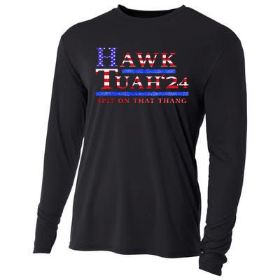 American Flag Hawk Tush Spit On That Thang Parody Gift Cooling Performance Long Sleeve Crew