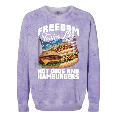 American Flag Hot Dogs And Burgers Bbq Patriotic 4th Of July Gift Colorblast Crewneck Sweatshirt