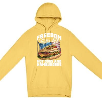 American Flag Hot Dogs And Burgers Bbq Patriotic 4th Of July Gift Premium Pullover Hoodie