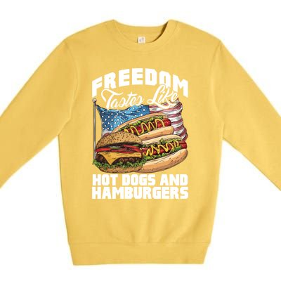 American Flag Hot Dogs And Burgers Bbq Patriotic 4th Of July Gift Premium Crewneck Sweatshirt