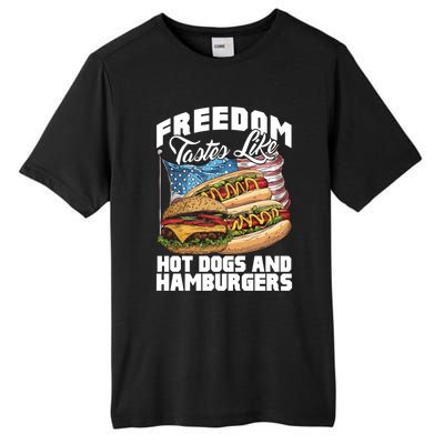 American Flag Hot Dogs And Burgers Bbq Patriotic 4th Of July Gift Tall Fusion ChromaSoft Performance T-Shirt