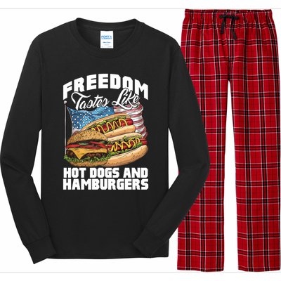 American Flag Hot Dogs And Burgers Bbq Patriotic 4th Of July Gift Long Sleeve Pajama Set