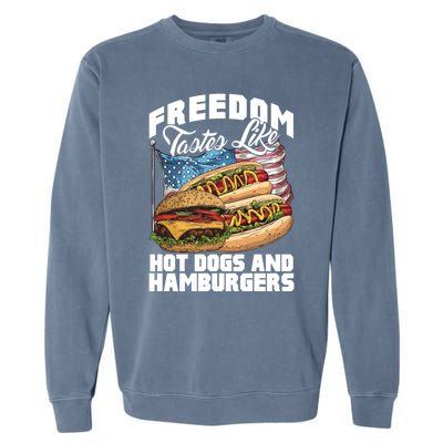 American Flag Hot Dogs And Burgers Bbq Patriotic 4th Of July Gift Garment-Dyed Sweatshirt