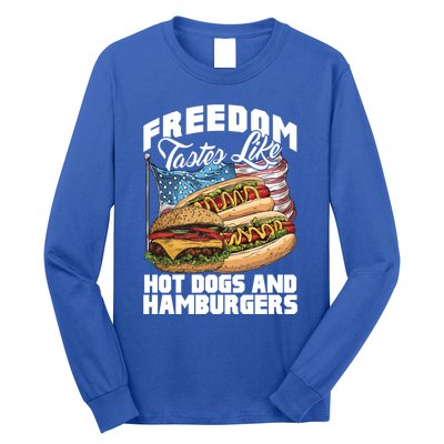 American Flag Hot Dogs And Burgers Bbq Patriotic 4th Of July Gift Long Sleeve Shirt