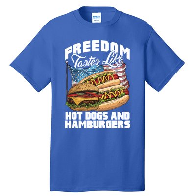 American Flag Hot Dogs And Burgers Bbq Patriotic 4th Of July Gift Tall T-Shirt