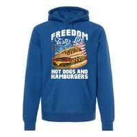 American Flag Hot Dogs And Burgers Bbq Patriotic 4th Of July Gift Premium Hoodie