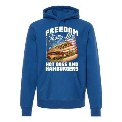 American Flag Hot Dogs And Burgers Bbq Patriotic 4th Of July Gift Premium Hoodie