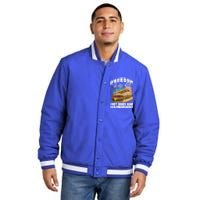 American Flag Hot Dogs And Burgers Bbq Patriotic 4th Of July Gift Insulated Varsity Jacket