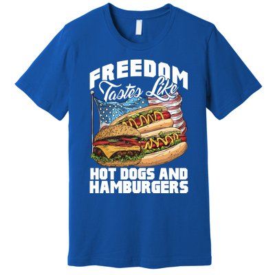 American Flag Hot Dogs And Burgers Bbq Patriotic 4th Of July Gift Premium T-Shirt