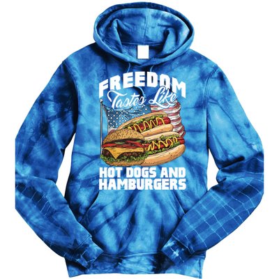 American Flag Hot Dogs And Burgers Bbq Patriotic 4th Of July Gift Tie Dye Hoodie