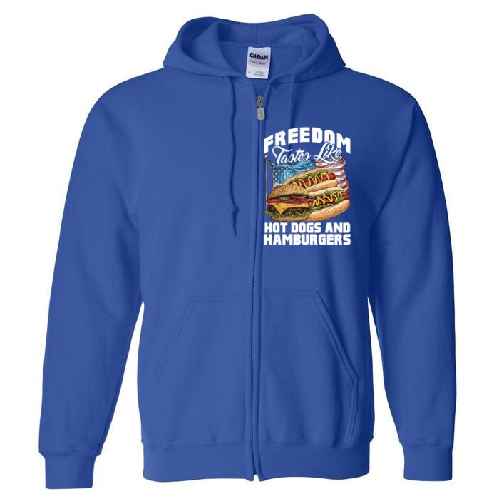 American Flag Hot Dogs And Burgers Bbq Patriotic 4th Of July Gift Full Zip Hoodie