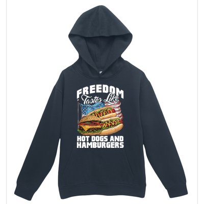 American Flag Hot Dogs And Burgers Bbq Patriotic 4th Of July Gift Urban Pullover Hoodie